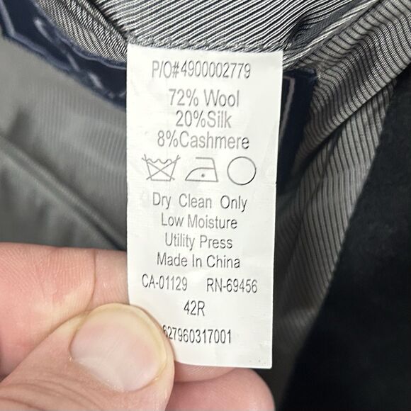 Chaps 42R Sport Coat Wool Silk Cashmere Black Two Button Lined Vented - Picture 4 of 8